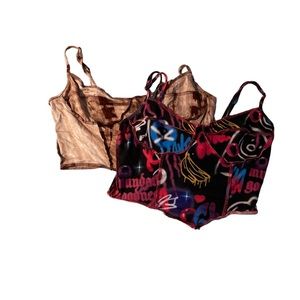 Graphic print crop top and Tie Dye crop top
